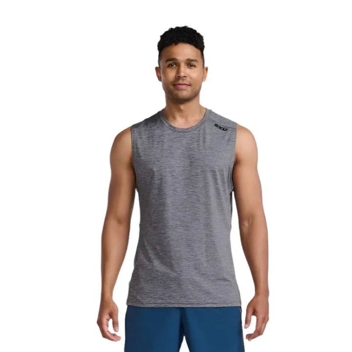 2XU MR7187A Motion Tank Harbour Men's Running T-Shirt (Mist/Black)