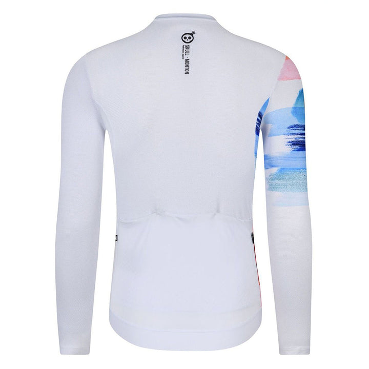Monton Paint Brush Men's Long Sleeve Cycling Jersey (White)