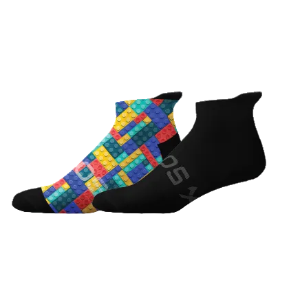 Sox Footwear Blocks Tab Unisex Multi Sport Socks - Pack of 2 (Print)