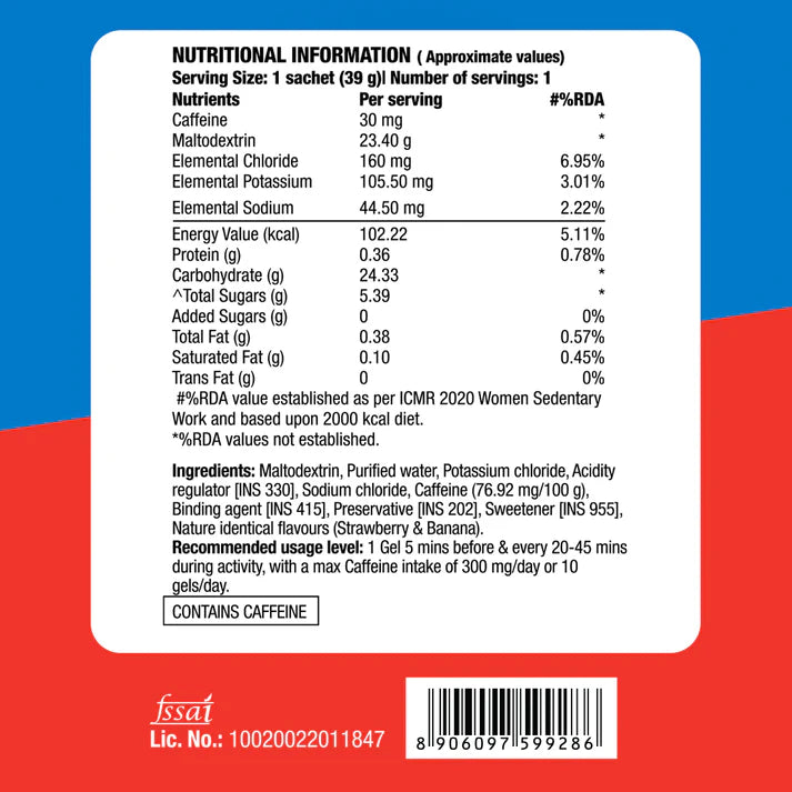 Fast&Up Caffeinated Energy Gel (Strawberry Banana)