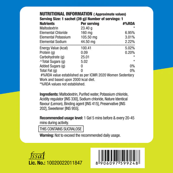 Fast&Up Non Caffeinated Energy Gel (Zesty Lemon)