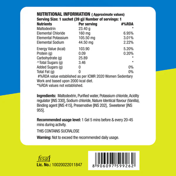 Fast&Up Non Caffeinated Energy Gel (Creamy Vanilla)