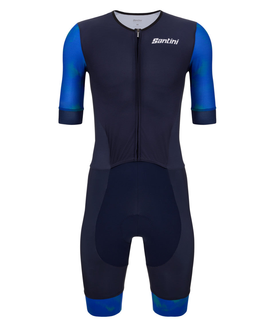 Santini Leaf Unisex Cycling Trisuit (Blue)
