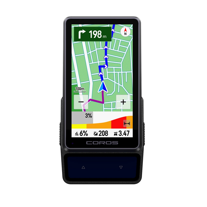 COROS DURA 2 SOLAR GPS bike computer in black - front view