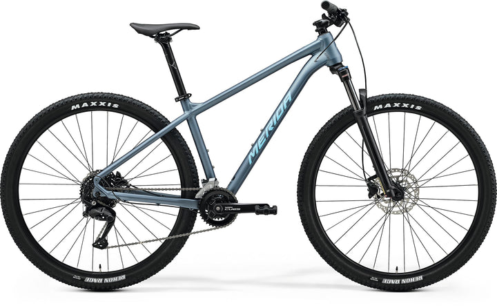 Merida Big.Nine 100 29er hardtail mountain bike in Matt Steel Blue/Blue