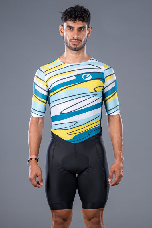 Apace Bolt BackZipped Men's Cycling Suit (Lines)