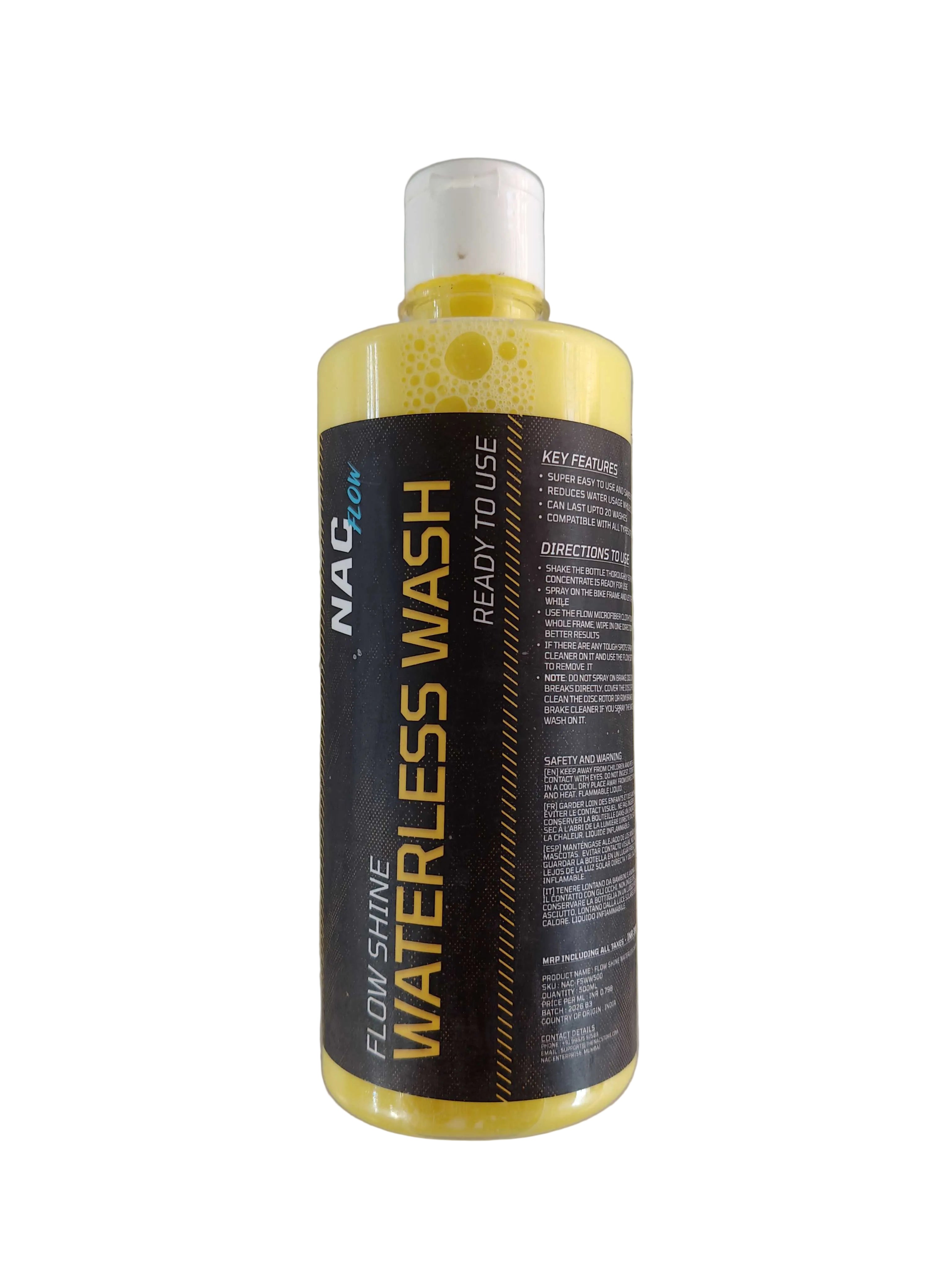 NAC Waterless Wash Ready To Use Spray Bottle (Clear/Yellow)