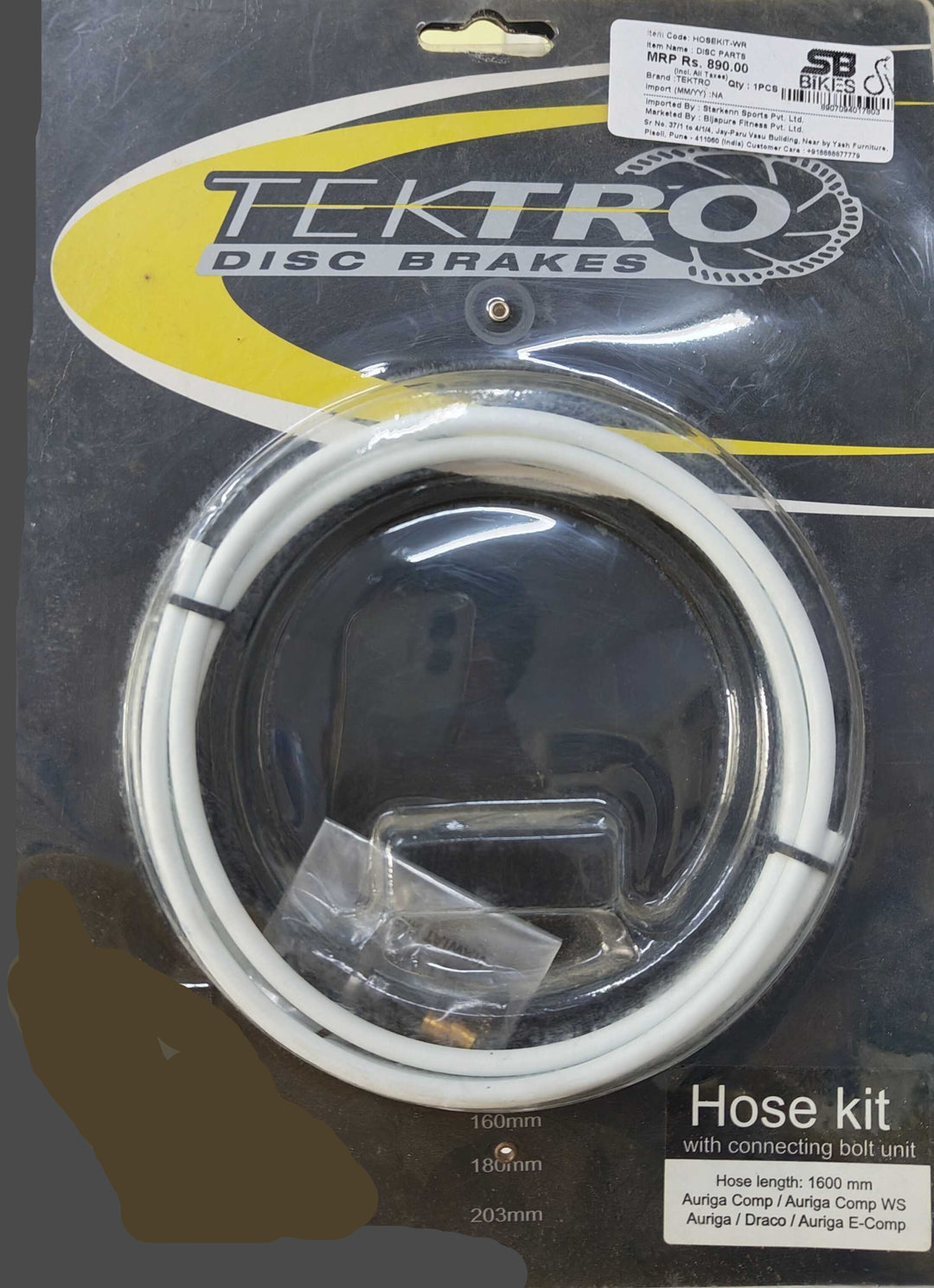 Tektro Hosekit-WR w/ Connecting Bolt Unit Kit Kevler Hose (White)