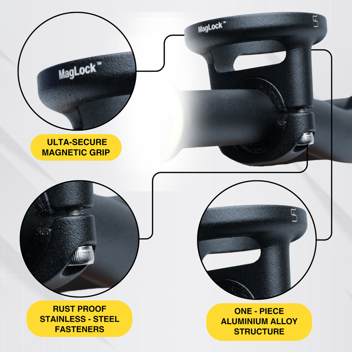 URA MagLock Handlebar Magnetic Phone Mount for Bicycles (Texture Matte Black)