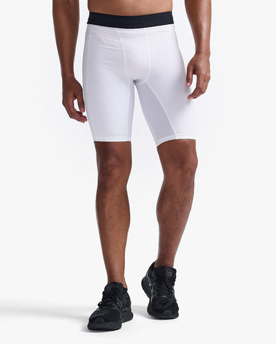 2XU Base Layer Compression Men's Cycling Shorts (White/White)