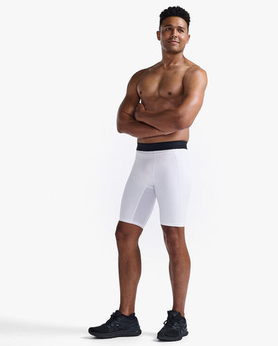 2XU Base Layer Compression Men's Cycling Shorts (White/White)