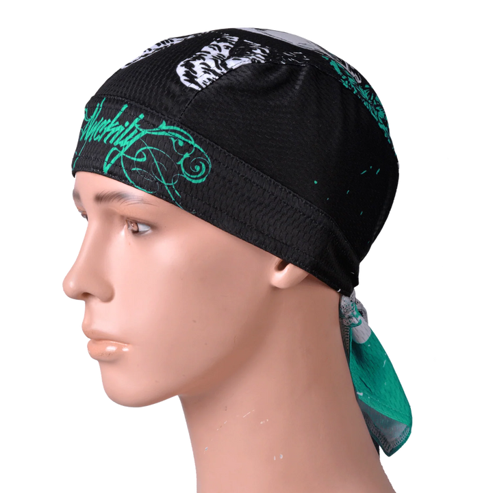 Nuckily PJ14 Printed Pirate Head Bandana (Green/Black)