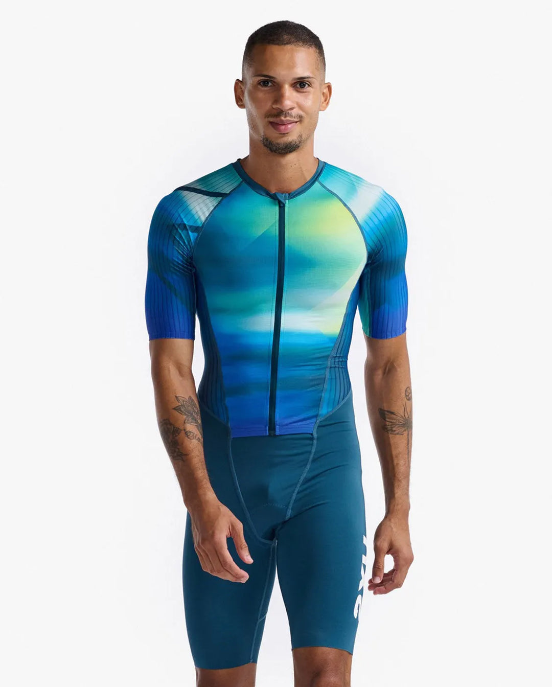 2XU Aero Sleeved Men's Triathlon Suit (Spring Green/Majol)