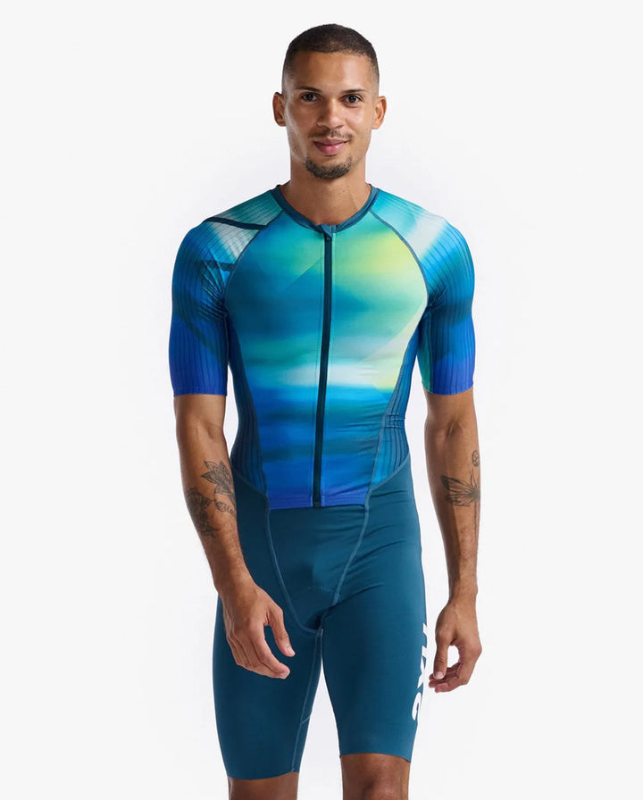 2XU Aero Sleeved Men's Triathlon Suit (Spring Green/Majol)