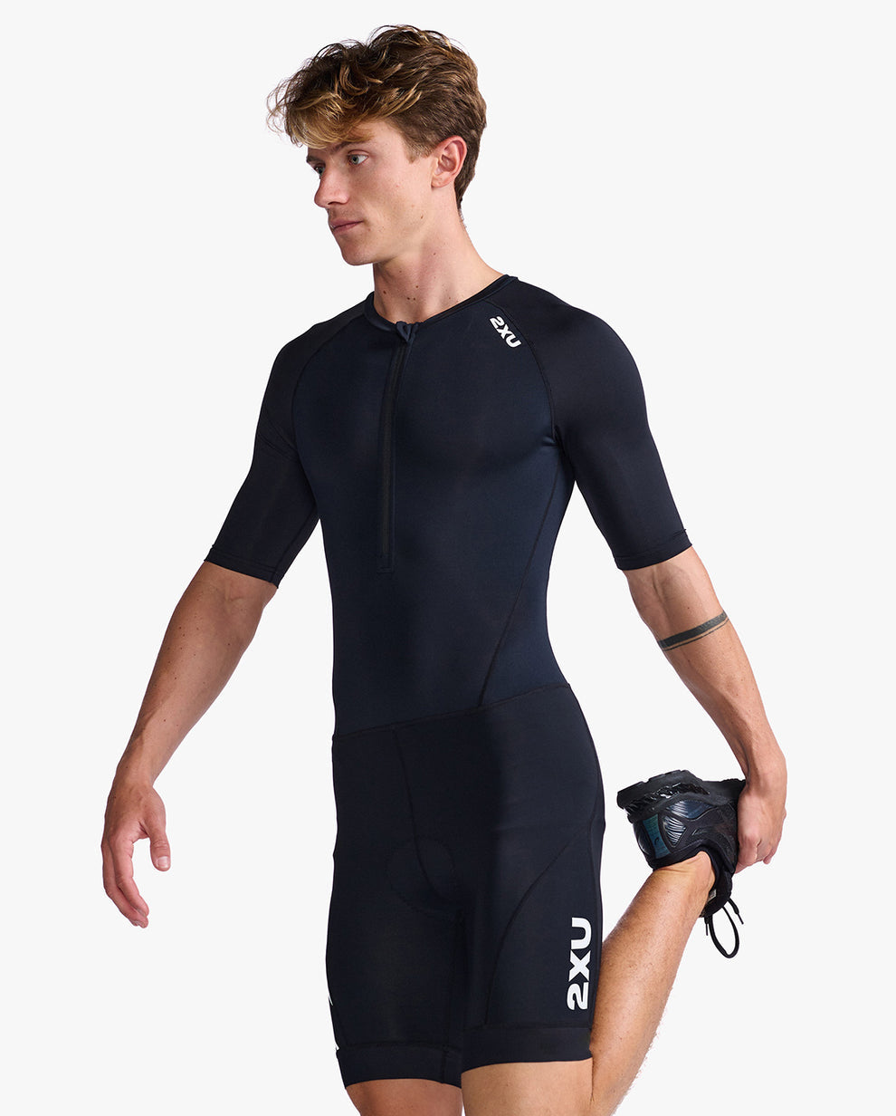 2XU Core Sleeved Men's Cycling Trisuit (Black/White)