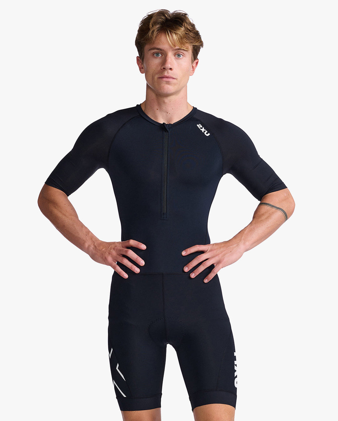 2XU Core Sleeved Men's Cycling Trisuit (Black/White)