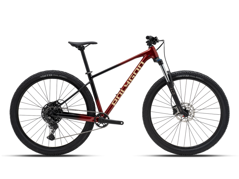 Polygon Xtrada 5 29 mountain bike, Red/Black, side profile