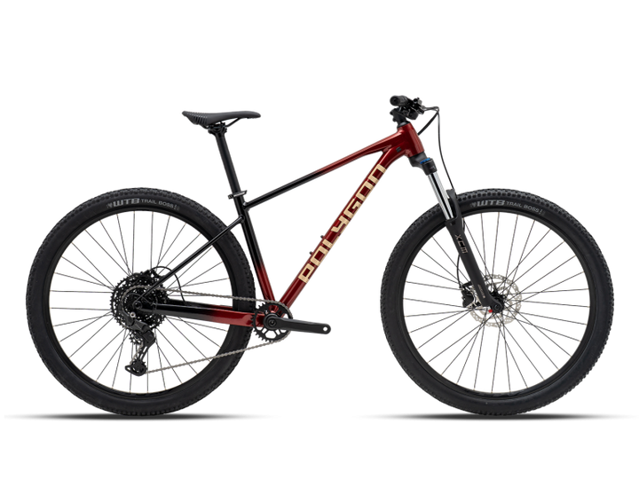 Polygon Xtrada 5 29 mountain bike, Red/Black, side profile