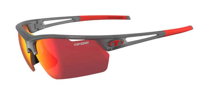 Tifosi Navar FC Sport Sunglasses (Satin Vapor/Smoke Tint w/ Red Mirror)