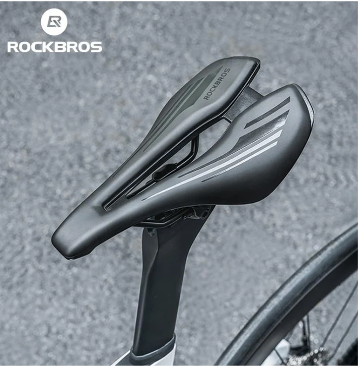 Rockbros Cutout Saddle with Steel Rails (Black)