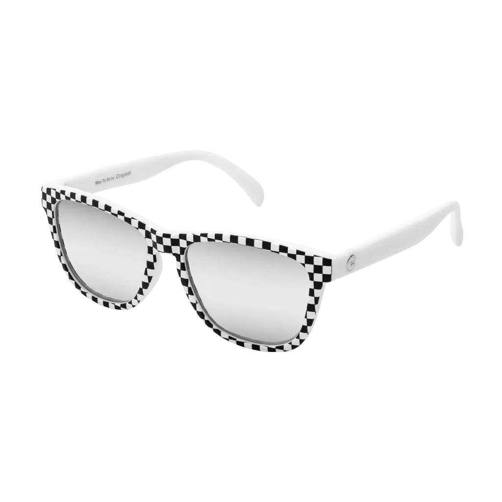 Craycol Raceready Chequered Sunglasses (Icy White Reflective/White-Black)
