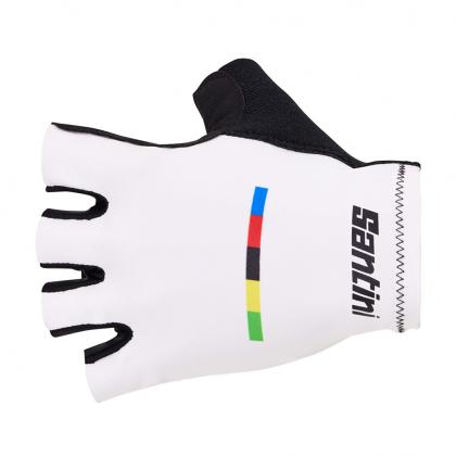 Santini UCI World Champion Unisex Cycling Gloves (White)