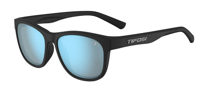 Tifosi Swank Sport Sunglasses (Satin Black/Smoke Tint w/ Bright Blue Mirror)