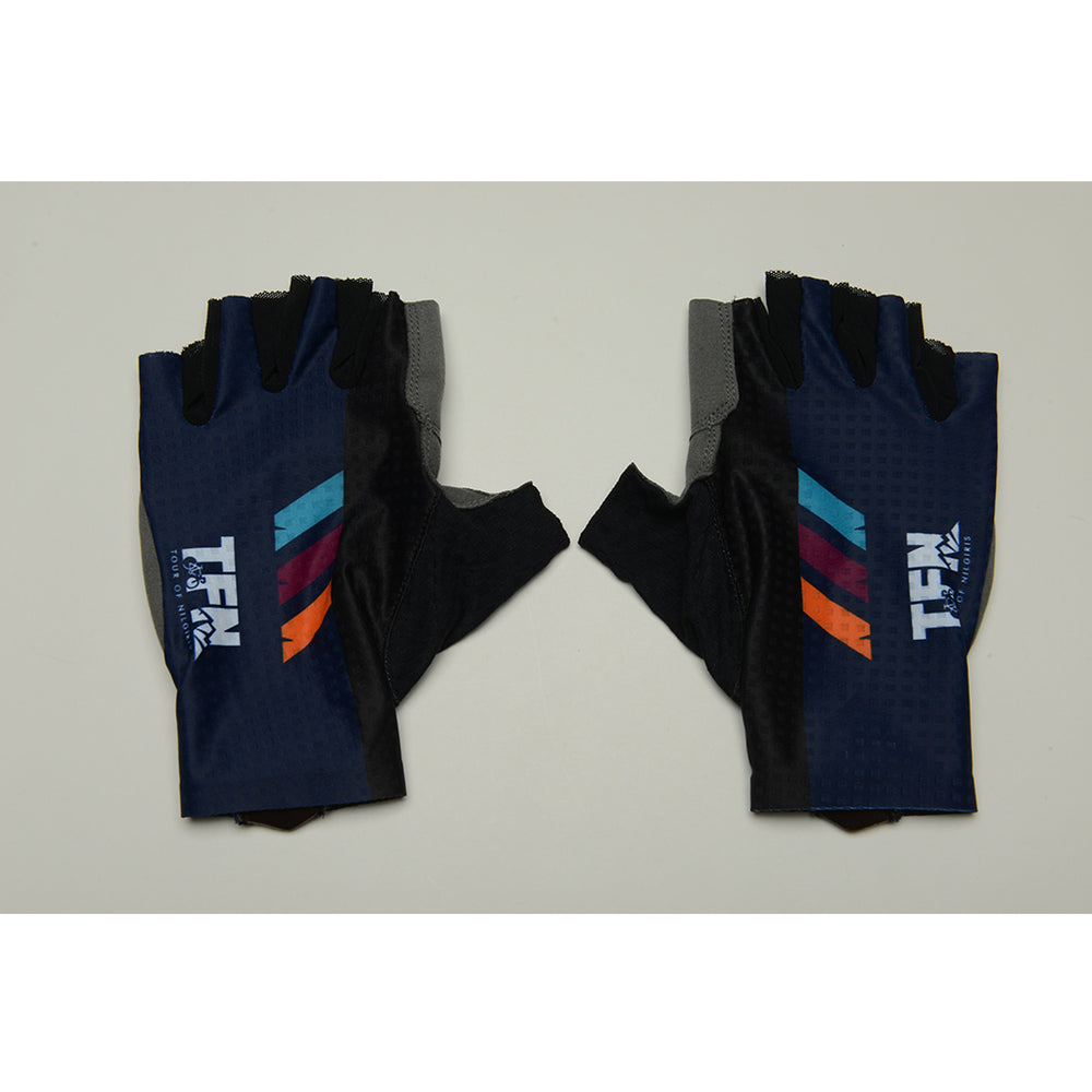 Monton X Tour of Nilgiris Limited Edition cycling gloves, Blue, palm detail
