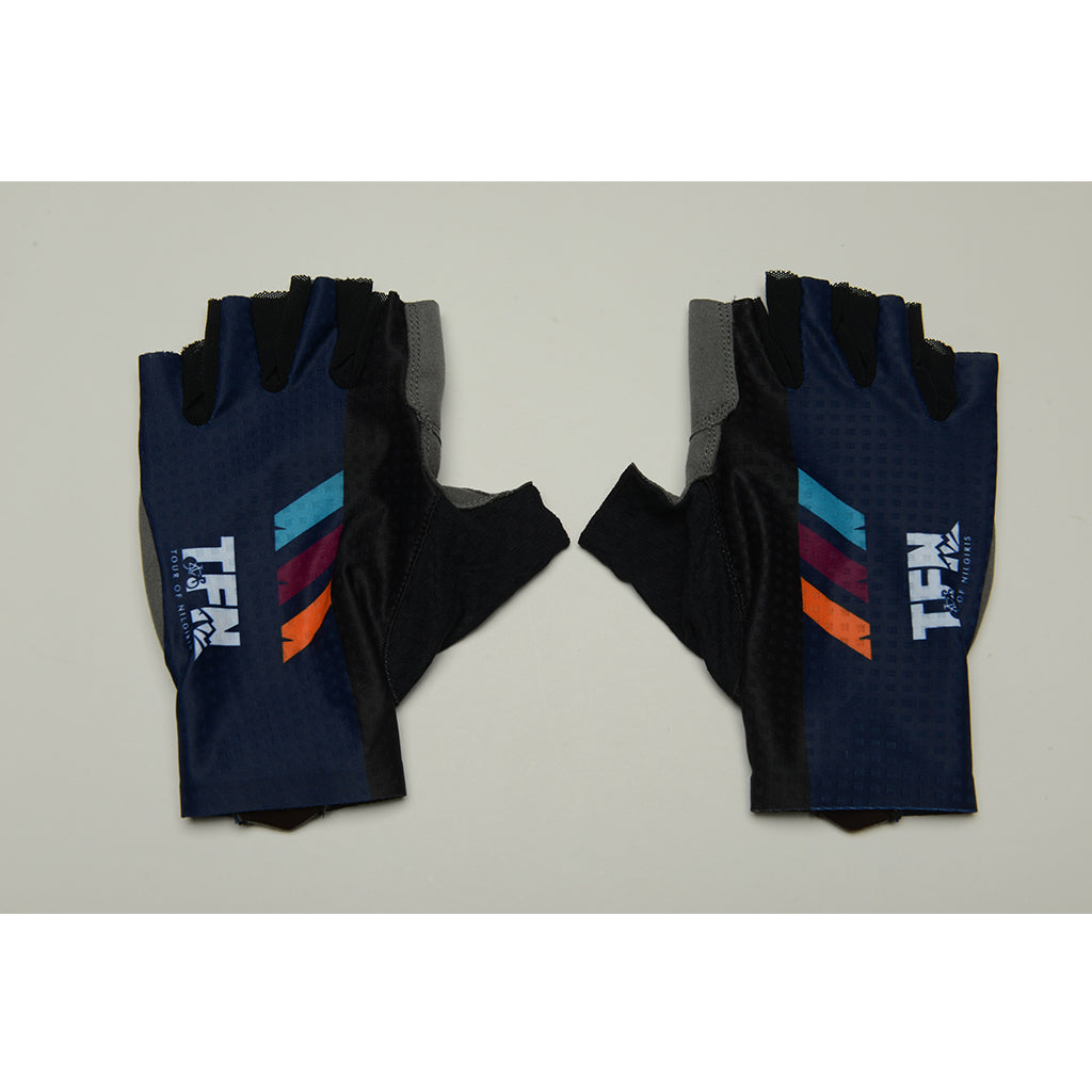 Monton X Tour of Nilgiris Limited Edition cycling gloves, Blue, palm detail