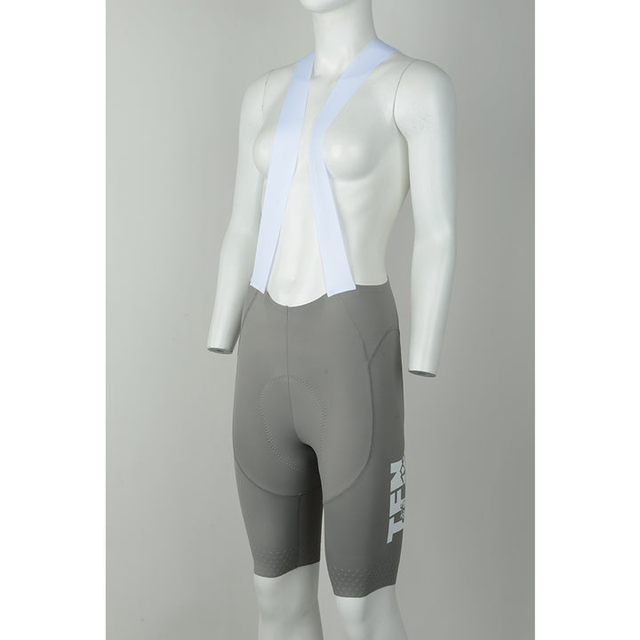 Monton X Tour of Nilgiris Limited Edition women's cycling bibshorts, Grey, worn on bike