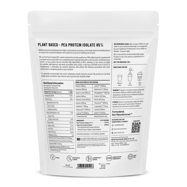Unived Organic Pea Protein Raw Powder