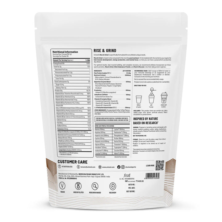 Unived Rise and Grind Protein Powder (Cold Coffee)
