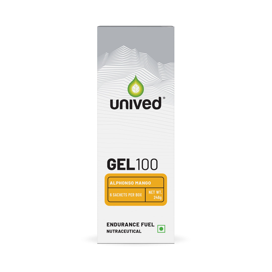 Unived Gel 100 Alphonso Mango energy gel box, 6 sachets