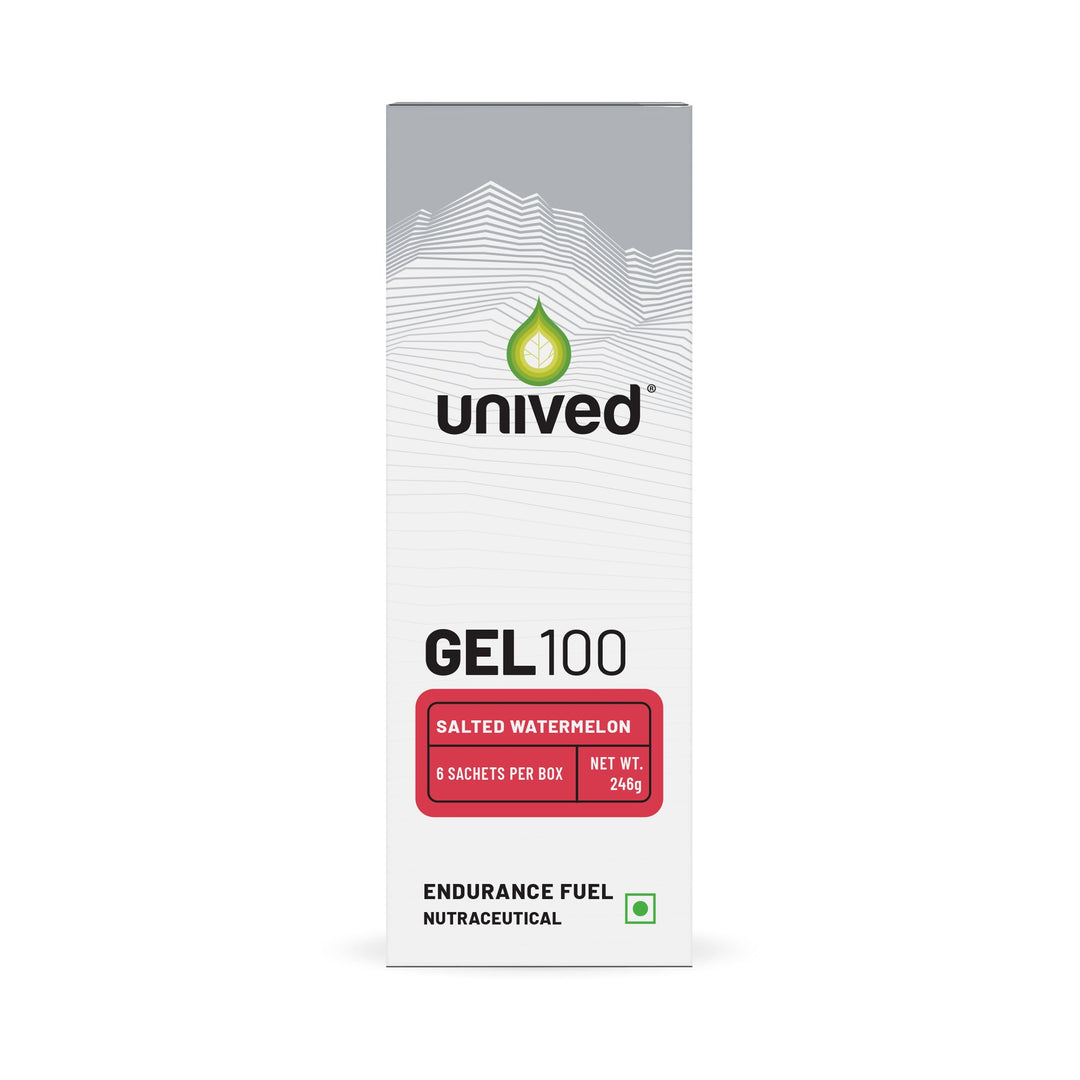 Unived Gel 100 Salted Watermelon energy gel box, 6 sachets