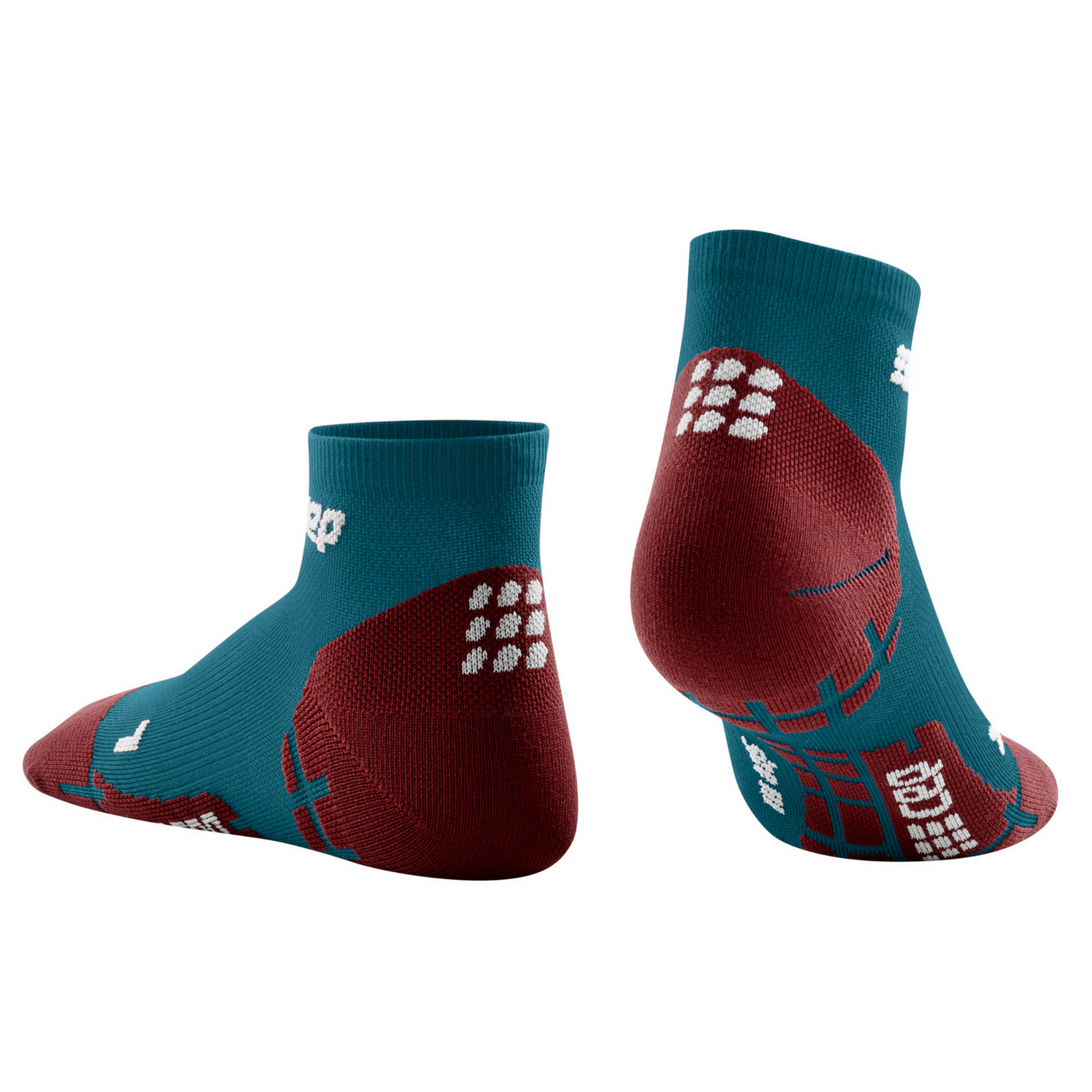 CEP Ultralight Low Cut Compression Women's Cycling Socks (Petrol/Dark Red)