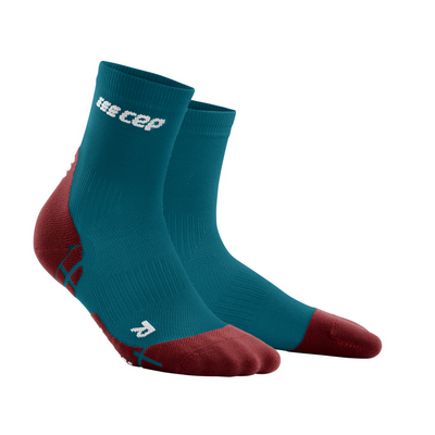 CEP Ultralight Short Compression Men's Cyling Socks (Petrol/Dark Red)