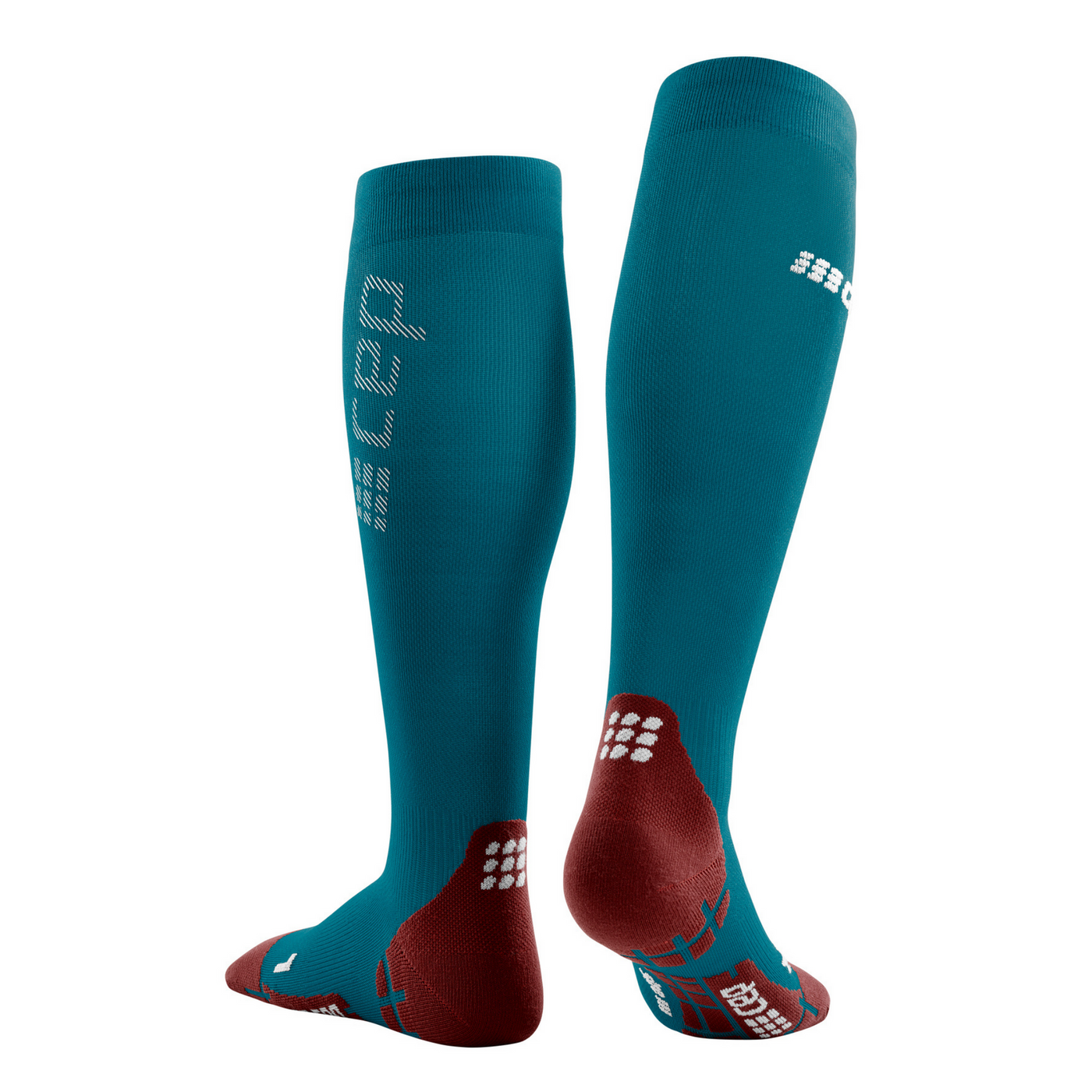 CEP Ultralight Tall Compression Women's Cycling Socks (Petrol/Dark Red)