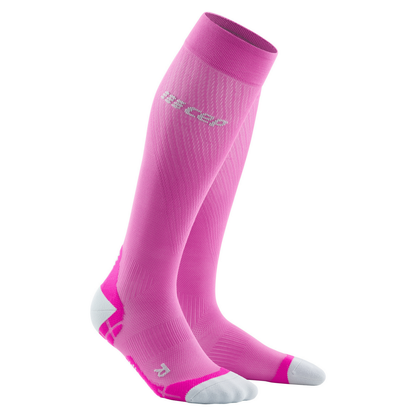 CEP Ultralight Tall Compression Women's Cycling Socks (Pink/Light Grey)