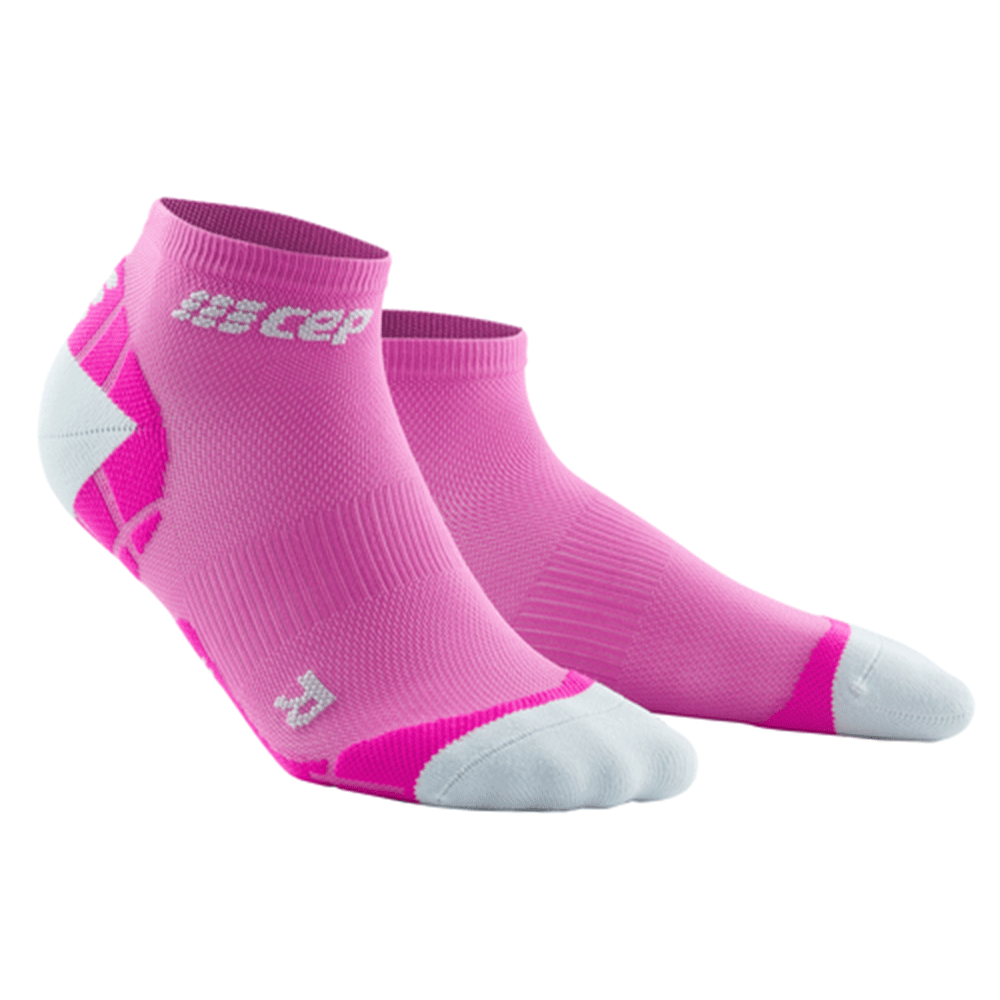 CEP Ultralight Low Cut Compression Women's Cycling Socks (Pink/Light Grey)