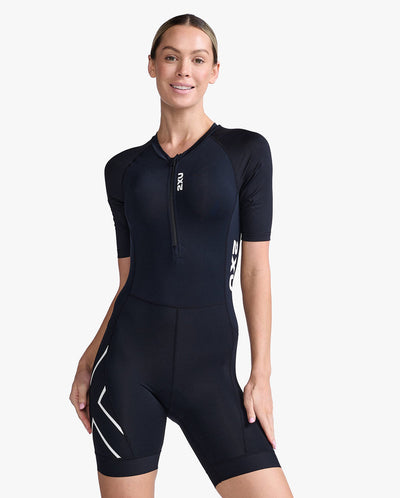 2XU Core Sleeved Women's Cycling Trisuit (Black/White)