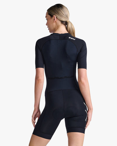 2XU Core Sleeved Women's Cycling Trisuit (Black/White)
