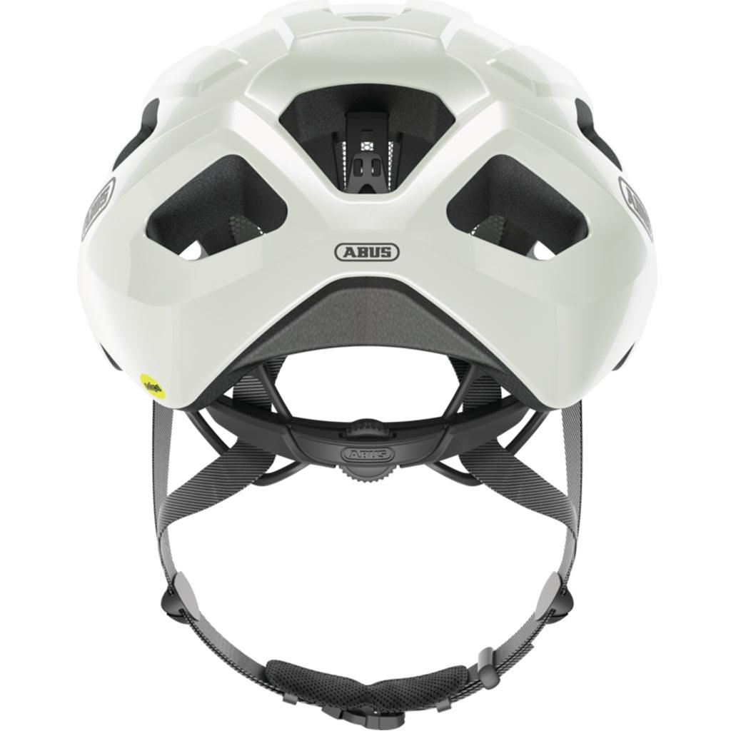 Abus Macator MIPS Road Cycling Helmet (Pearl White) - BUMSONTHESADDLE