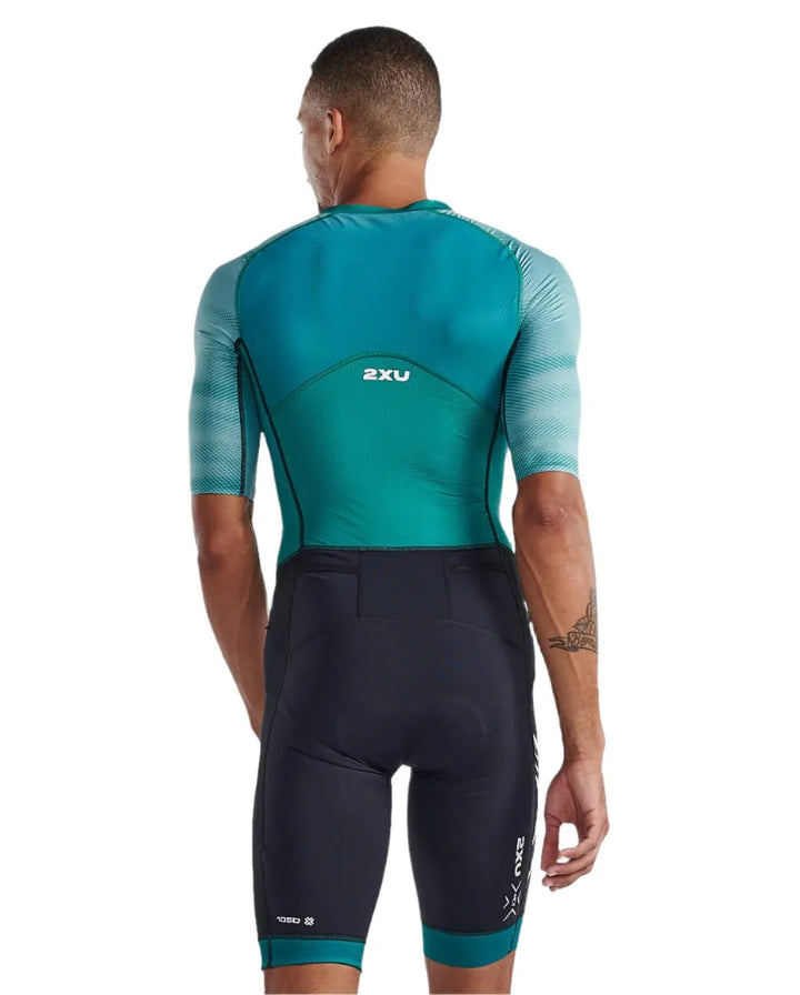 2XU MT7019D Light Speed Front Zip Men's Triathlon Suit (Forest Green/Raft)