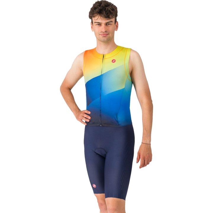 Castelli Free Sanremo 3 Sleeveless Men's Cycling Suit (Belgian Blue/Multicolor Vivid)