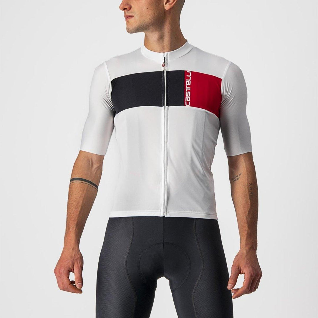 Castelli Prologo 7 Mens Cycling Jersey (Ivory/Light Black/Red) - BUMSONTHESADDLE