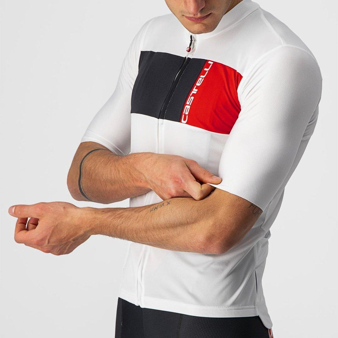 Castelli Prologo 7 Mens Cycling Jersey (Ivory/Light Black/Red) - BUMSONTHESADDLE