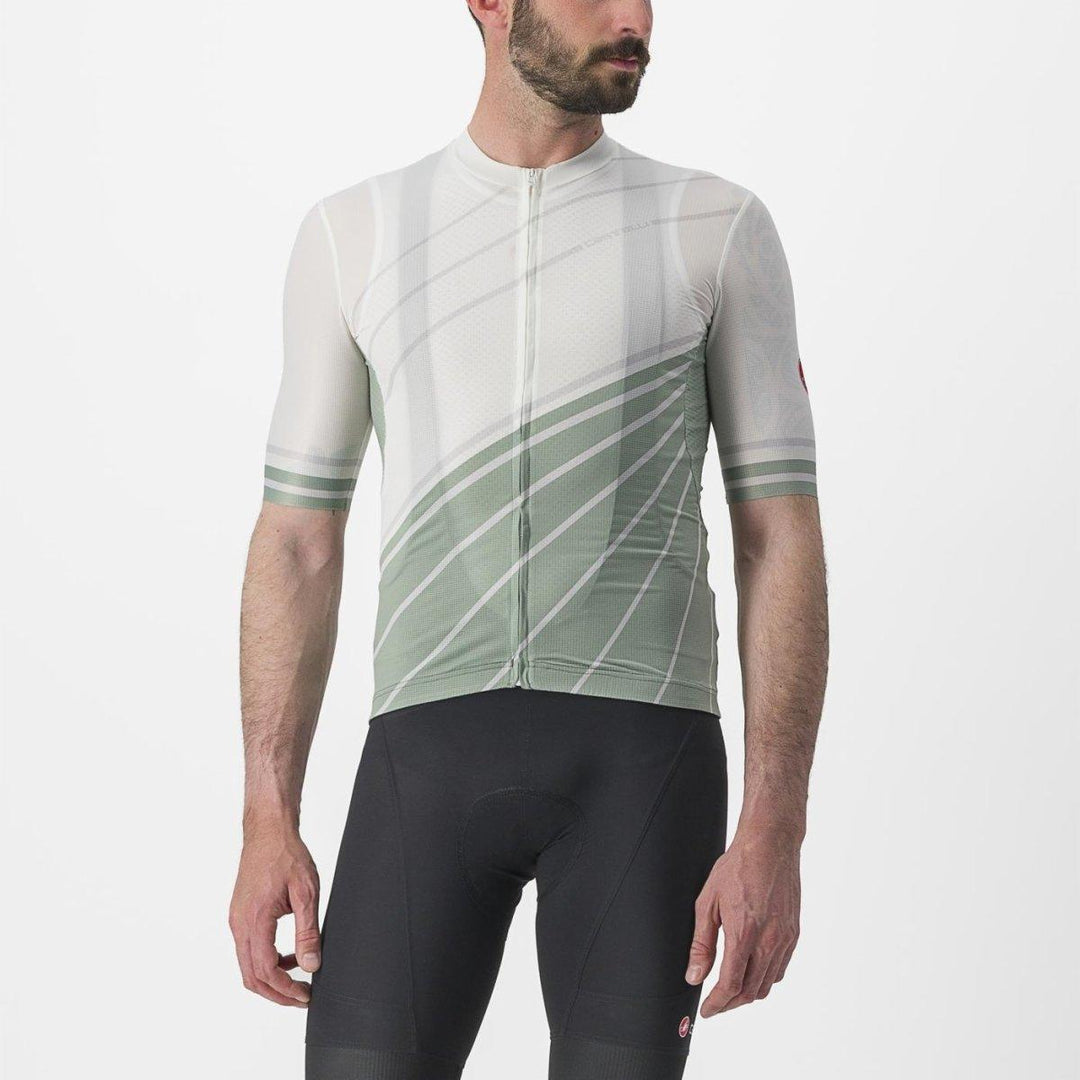 Castelli Speed Strada Men's Cycling Jersey (Ivory/Defender Green) - BUMSONTHESADDLE