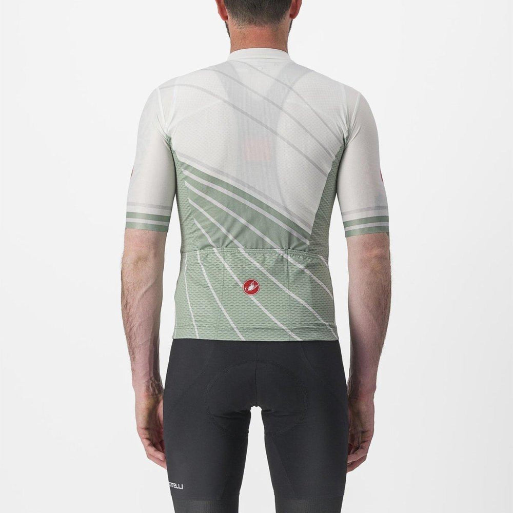 Castelli Speed Strada Men's Cycling Jersey (Ivory/Defender Green) - BUMSONTHESADDLE