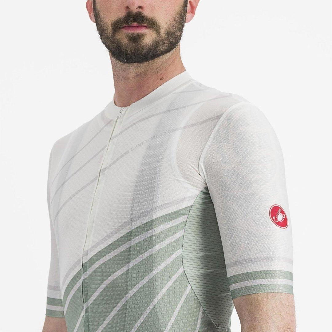 Castelli Speed Strada Men's Cycling Jersey (Ivory/Defender Green) - BUMSONTHESADDLE