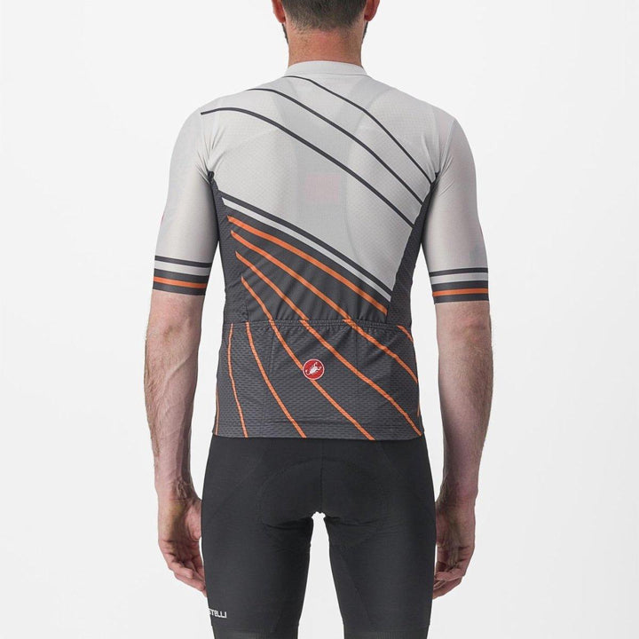 Castelli Speed Strada Men's Cycling Jersey (Moon Gray/Dark Gray Scarlet IB) - BUMSONTHESADDLE